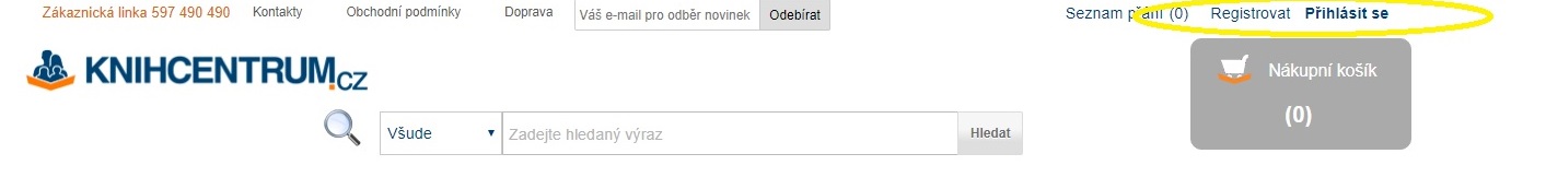 Přihlášení na KNIHCENTRUM.CZ
